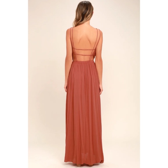 NWT Lulus Lost in Paradise Rusty Rose Dress - Picture 4 of 8